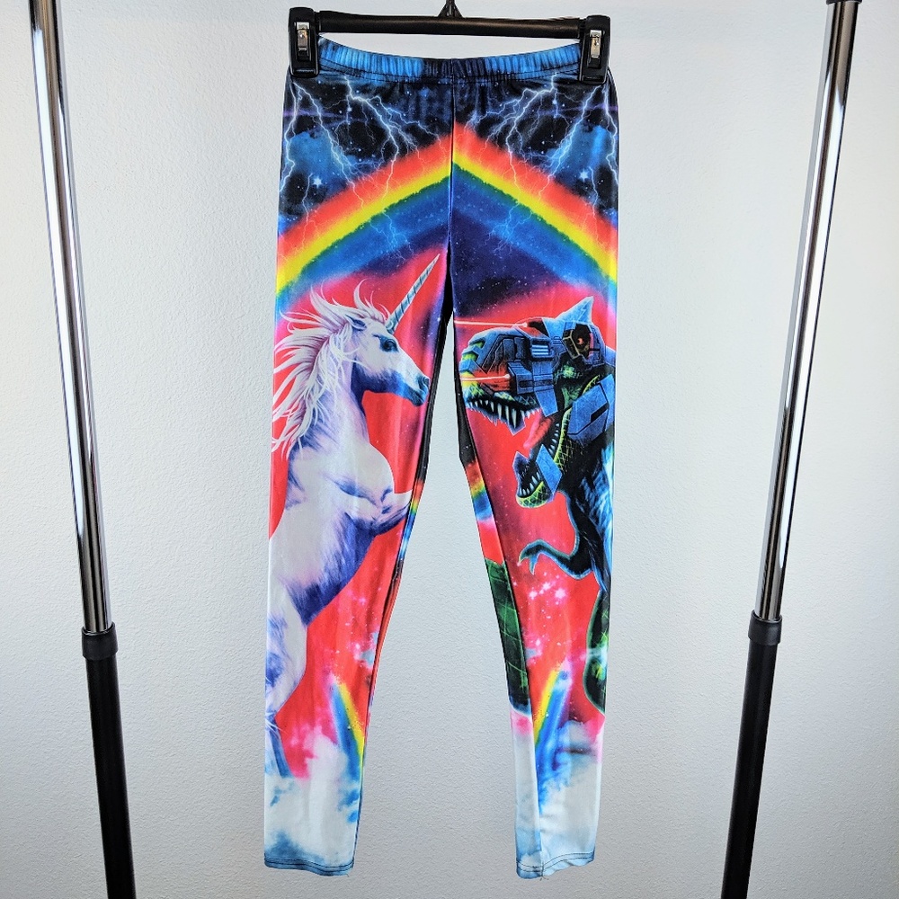 Unicorn & T-Rex Bright Graphic Leggings